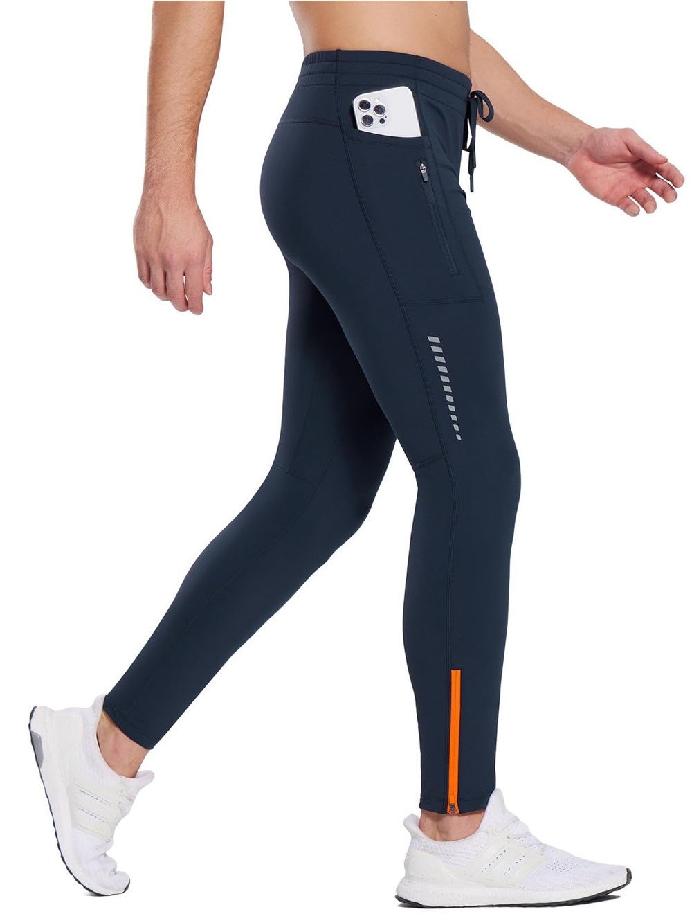Baleaf Navy Activewear Leggings with Red Logo Tag